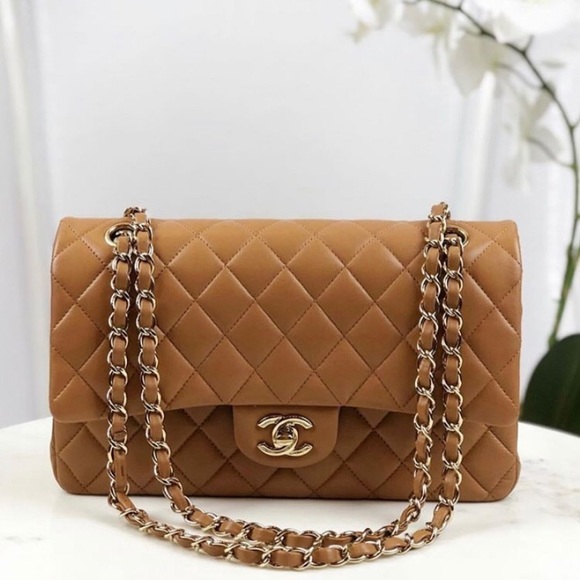 Chanel Double Flap Quilted Lambskin Camel Brown GH - Picture 2 of 6